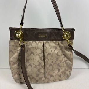 Coach Beige and Dark Brown Shoulder Bag